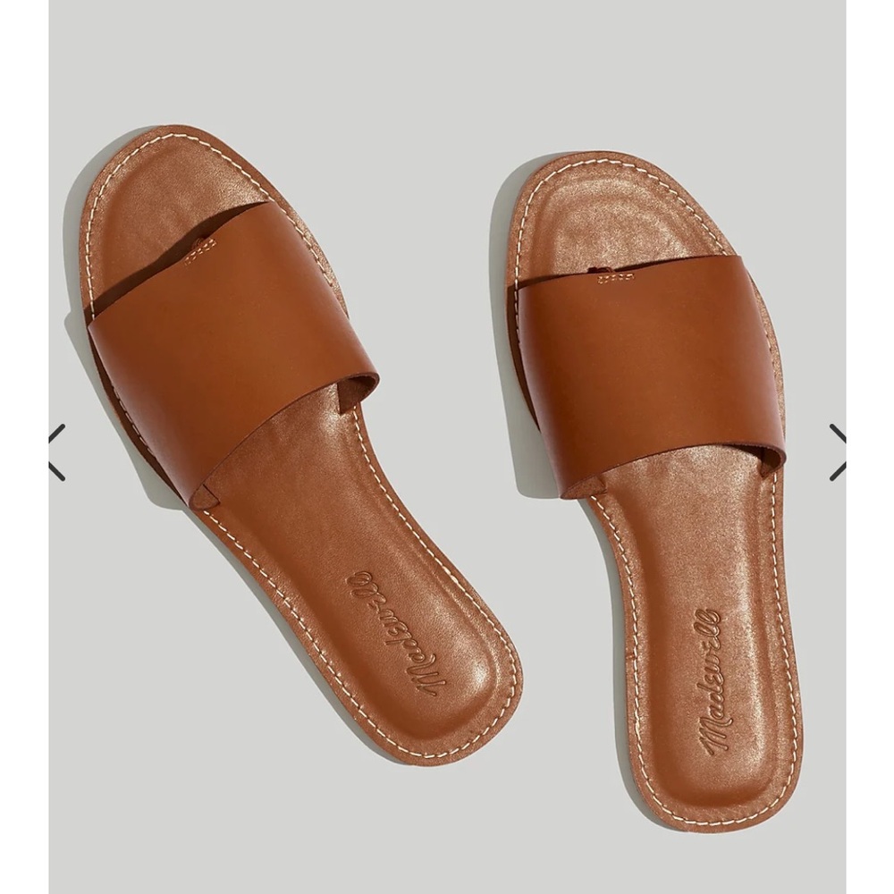 Madewell The Boardwalk Post Slide Sandal - Leather Size 8